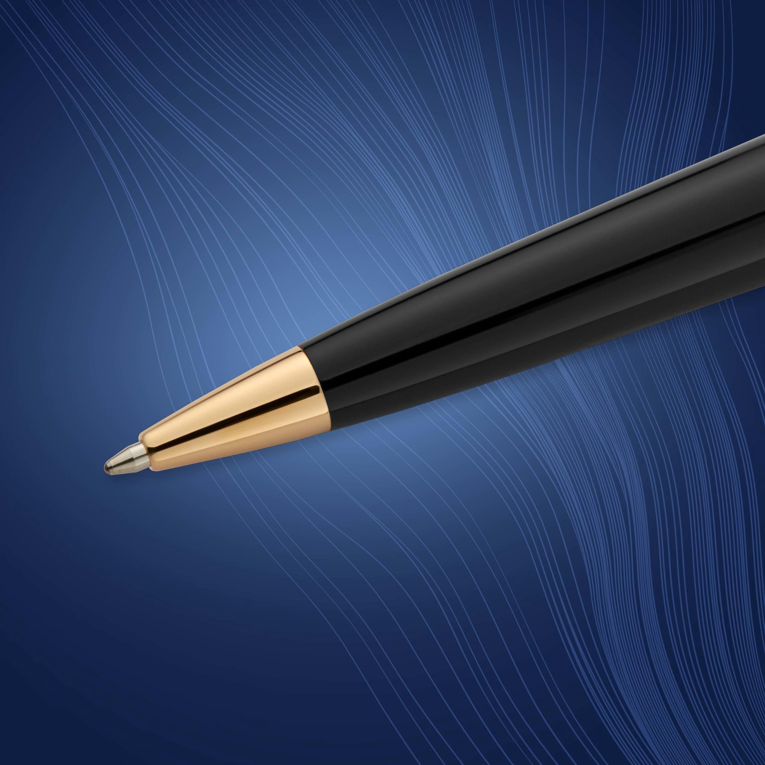 Expert Ballpoint Pen  Black With Golden Trim Medium Tip Blue Ink Gift Box
