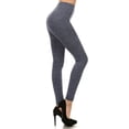 thumbnail image 3 of Women Fleece Lined Leggings Solid High Waist Strechy Leggings Athleisure Pants - Navy, 3 of 6
