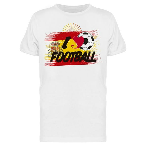 Love Football, Spain Flag T-Shirt Men -Image by Shutterstock, Male Small