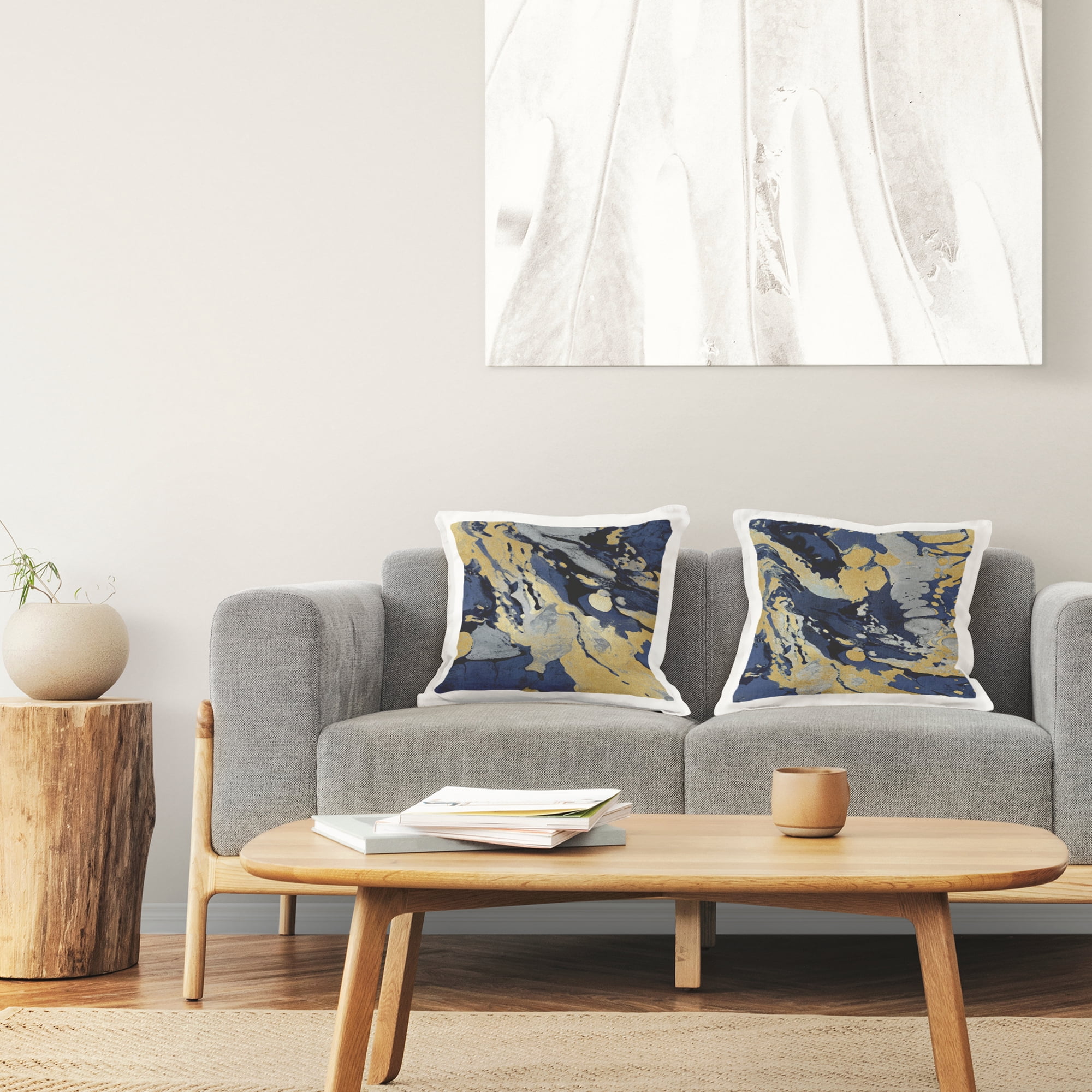 Stupell Industries Blue Glam Marbled Forms Printed Throw Pillow Design by Danielle Carson (Set of 2)