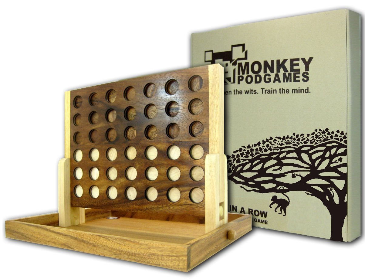 Monkey Pod Games Extra Large Wooden Four In a Row Game - Walmart.com