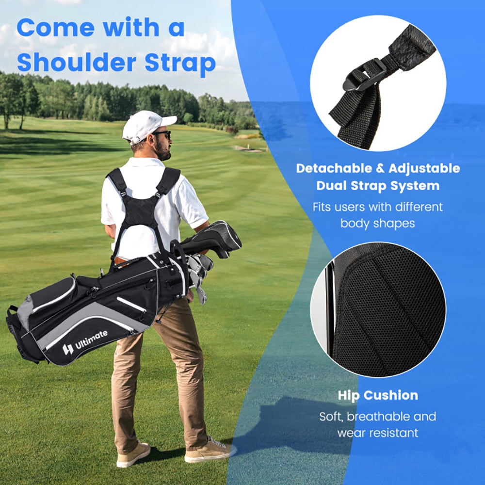 Spaco Lightweight Golf Stand Bag, Stand Bag with 14 Way Top Dividers and 6 Pockets, Golf Bags for Men & Women, Gray