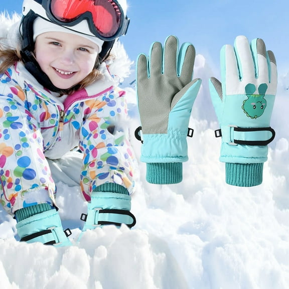 Kids Snow Mittens Thermal Warm Lined Girls Winter Gloves Waterproof Outdoor Ski Gloves for Girls