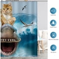 thumbnail image 6 of Long Funny Shower Curtain  Cute Cool Cat Riding Shark Ocean Wave Fun Fabric Cloth Shower Curtain Set with 12 Hooks for Adults Kids Bathroom Decor Accessories Bathtub Curtain, 72"x78", 6 of 12