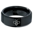 thumbnail image 2 of Tungsten Bee Flying Insect Bug Wasps Beeswax Band Ring 8mm Men Women Comfort Fit Black Beveled Edge Polished, 2 of 4