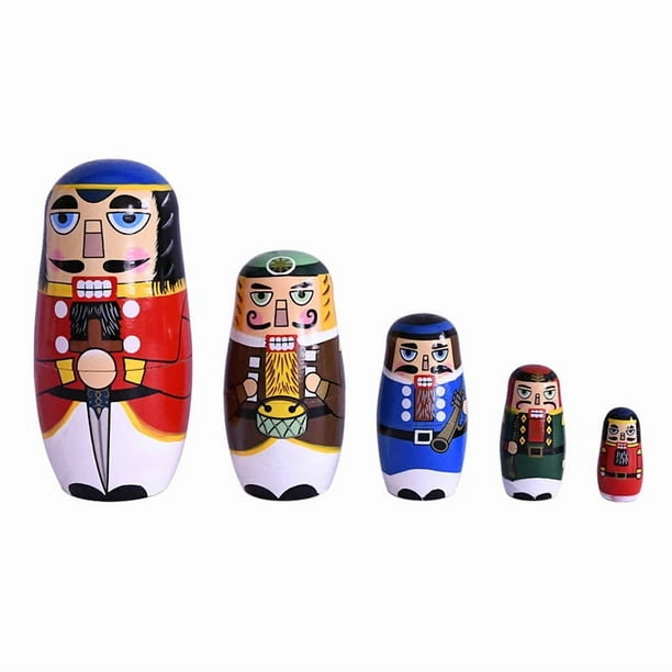 Matrioska de madera rusa para Navidad, cascanueces, muñecas rusas, juego de juguetes, artesanía hecha a mano