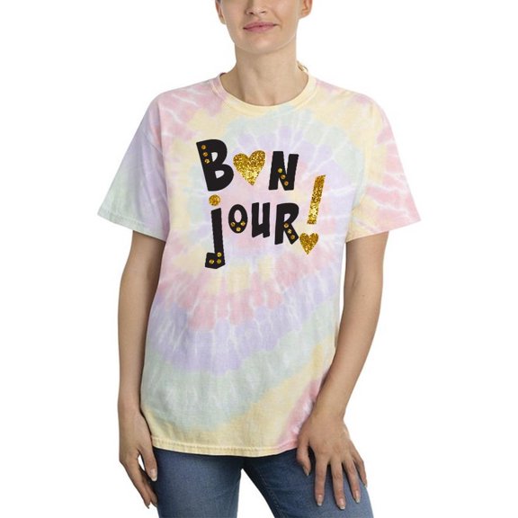 French Salute Gold Glitter Tie Dye Spiral Women -Image by Shutterstock, Female Large