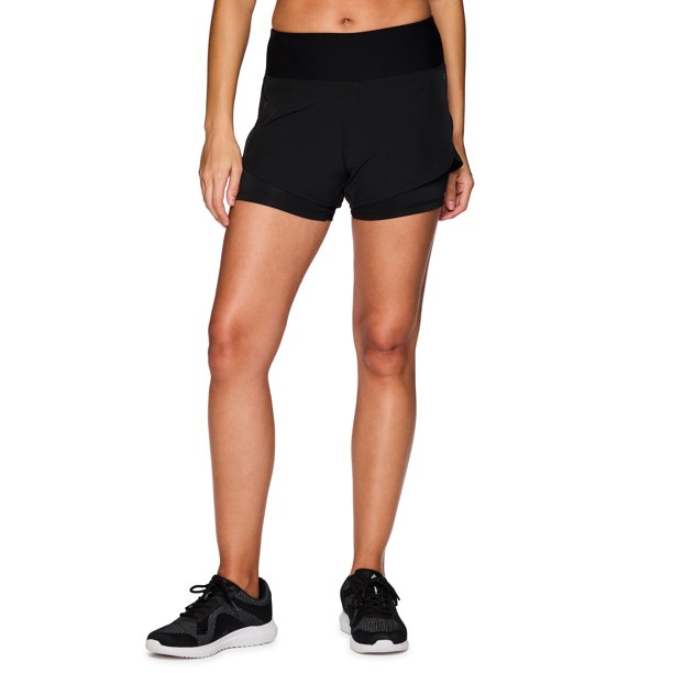 RBX Active Women's Zipper Pocket Laser Cut Mesh Woven Running Short