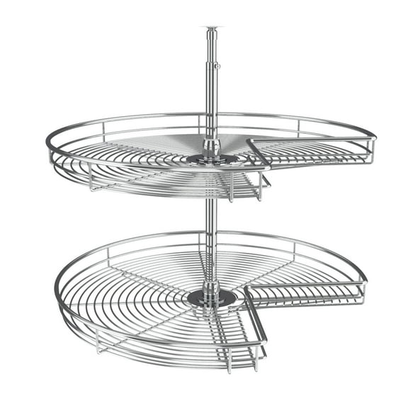 Rev-A-Shelf Kidney 2-Shelf Lazy Susan for Corner Base Cabinets, Chrome