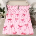 thumbnail image 2 of Feelyou Fashion Pink Bowknot Bed Sheets, Love Heart Flower King Sheets, Teens Kids Girls Women Sheet Set, Breathable Home Decor, 4pcs, 2 of 7