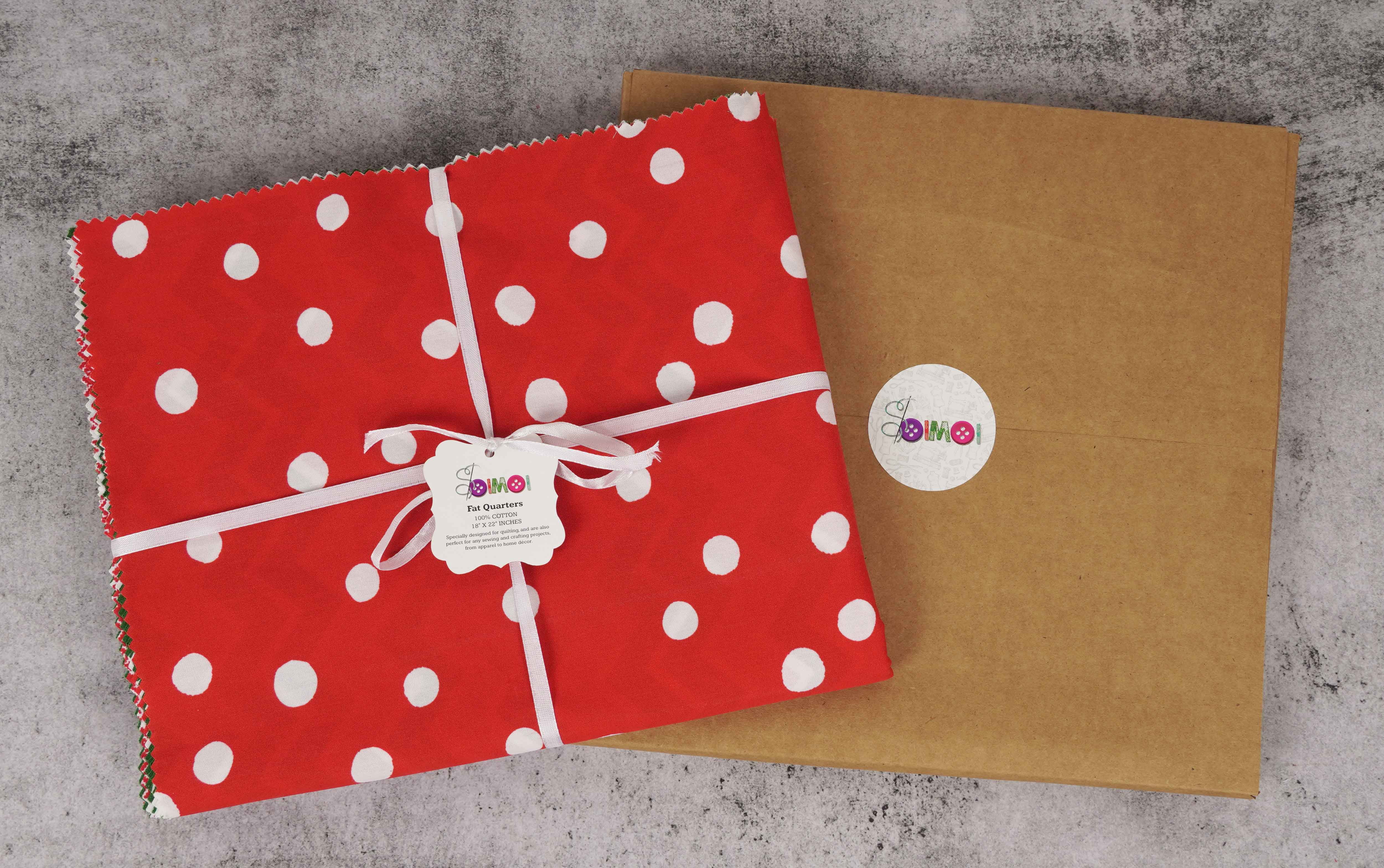 Soimoi 8 Pc Fat Quarter Bundle-ChristmasPrint 18"x 22"DIY Patchwork-100% CottonPre-Cut Quilting Fabric Red- White & Green