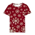 thumbnail image 4 of DeHolifer Christmas Shirts for Women Xmas Printed Tree Shirt Top Short Sleeve Crew Neck Casual Plus Size T Shirt Red 3XL, 4 of 4