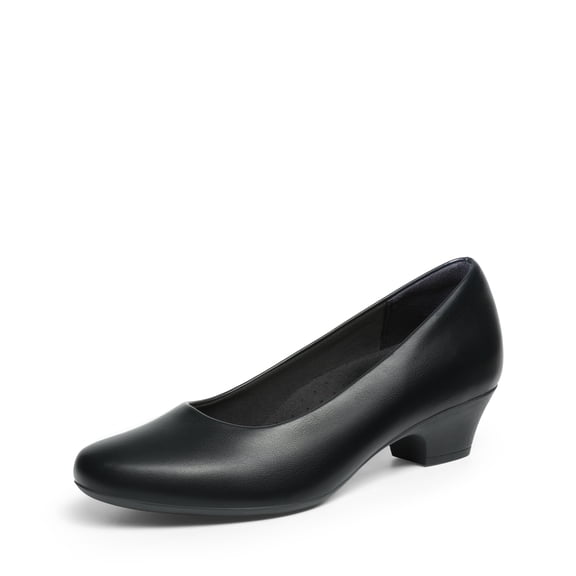 DREAM PAIRS Women's Closed Toe Pumps, 1.6-Inch Low Chunky Block Heel Slip-On Dress Shoes for Work & Office