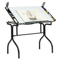 Studio Designs  Folding Craft Station with Adjustable Top and Storage Trays Black/White