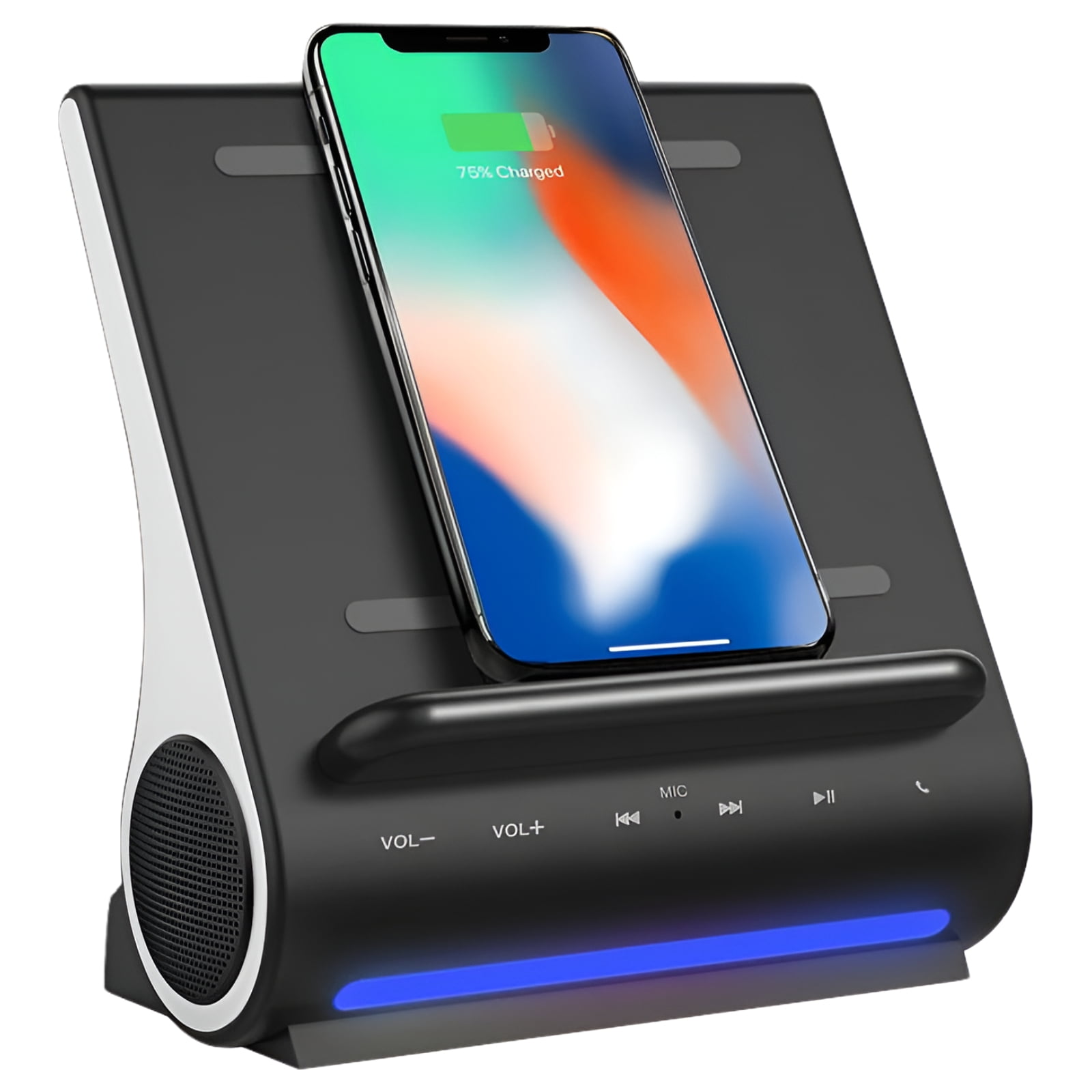 Azpen D108 Fast 10W Qi Wireless Charging Sound Hub Dual Bluetooth Speakers Handsfree 4 in 1 Dock for iPhone Samsung LG Phones
