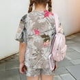 thumbnail image 6 of Grblisyd Girls Two Piece Sets Camo Maple Leaf Print Clothes Loose Short Sleeve Crew Neck Tshirts and Elastic Waist Shorts Casual Summer Outfits Size 7-8, 6 of 6