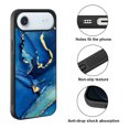 thumbnail image 2 of WIRESTER Shockproof Soft Rubber Cover Case for Apple iPhone 17 Air 6.6" 2025, Marble Gold And Blue, 2 of 5
