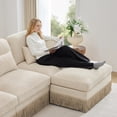 thumbnail image 3 of Comfy Chenille Leopard Print Loveseat Sofa, Modern Modular Sectional Couch with Delicate Tassel Edge, Ergonomic Deep Seat Design, Easy Assembly Fashion Furniture for Living Room,Beige, 3 of 12