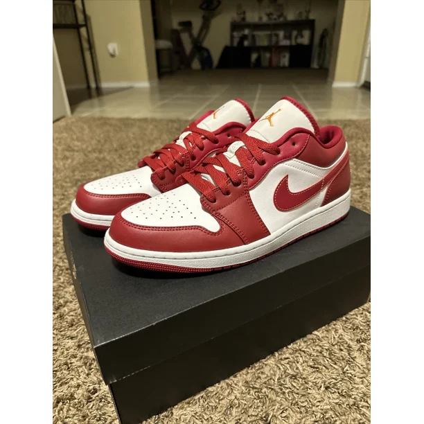 Ni - ke Ni - ke Air Jordan 1 Low Shoes White Cardinal Red 553558-607 Men's Size 11