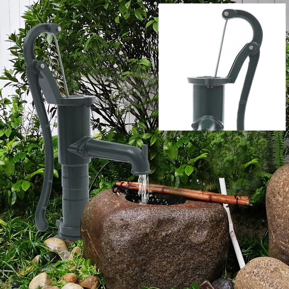 Hand Well pump Manual Deep Water Pump Cast Iron Handheld Press Garden 26.38*6.22" for Gardens, Parks, Ponds