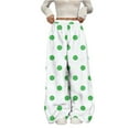 thumbnail image 3 of Fleece Pajama Pants Women Baggy Wide Leg Fleece Lounge Pants Loose Fit Polka Dot Pants 2025 Fashion Holiday Party Elastic Waist Sweatpants Fluorescent Green L, 3 of 5