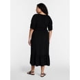 thumbnail image 2 of Terra & Sky Women’s Plus Scoop Neck Maxi Dress with Elbow Length Sleeves, Size 0X-5X, 2 of 4