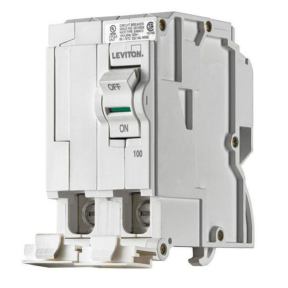 Leviton Plug-On Circuit Breaker, 2-Pole, 100 Amp, 120/240V, LB200, White