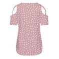 thumbnail image 6 of HAPIMO Savings Shirts for Women Classic-Fit Womens Summer Fashion Tops Polka Dots Print Tee Shirt Crewneck Cozy Blouse Casual Cold Shoulder Short Sleeve Shirt Pink XXL, 6 of 7
