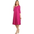thumbnail image 4 of Women's Casual Basic Comfy 3/4 Sleeve Flare A-line Midi long maxi Dress, 4 of 7