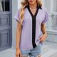 thumbnail image 1 of Fiudx Camisetas para Mujer Camiseta Informal de Manga Corta con Cuello En V Liso a La Moda para Mujer, 1 of 3