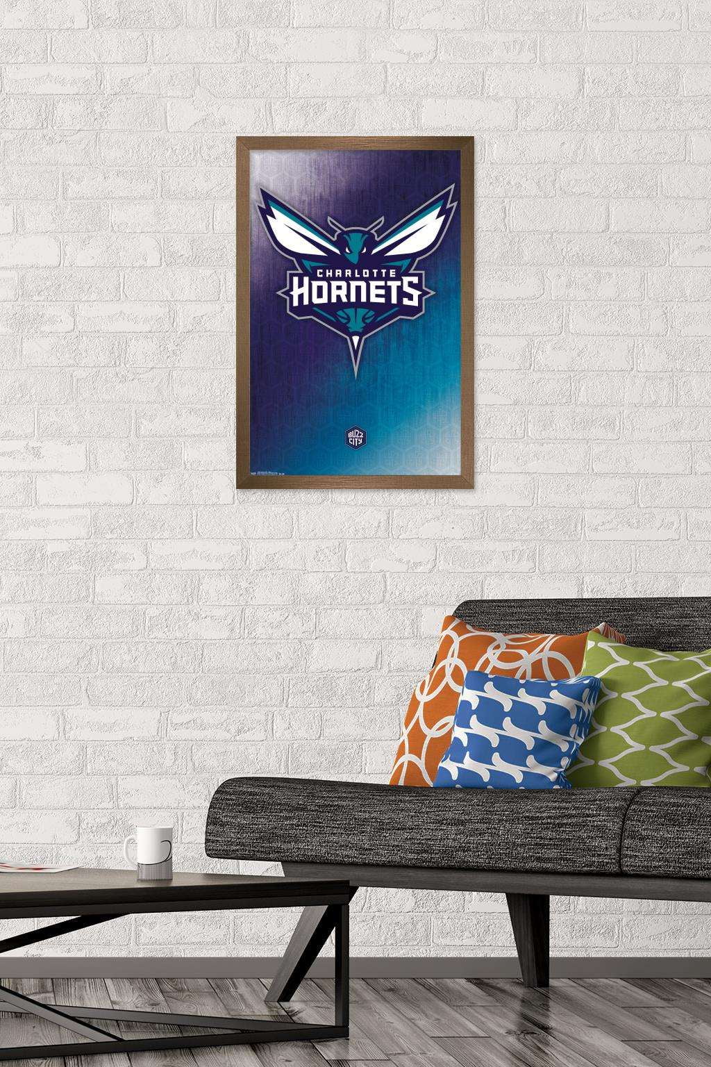 NBA Charlotte Hornets - Logo 14 Wall Poster, 14.725 x 22.375, Framed