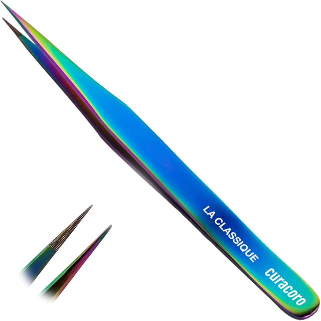 Curacoro Pince à Cils - Pince à Cils Professionnelle et de Précision à Pointe en Fibre pour Extensions de Cils, Pinces Multi-Formes et Usages pour le Volume, l'Isolation et les Cils Classiques (Galaxy, la Classique)