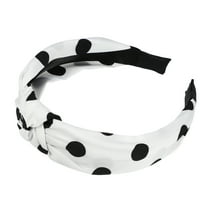 Vocoste Polka Dot Headband Knotted Headbands for Women Knot Elastic Hair Hoop White