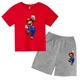 thumbnail image 3 of Conjunto de 2 piezas de camiseta y pantalones cortos de Mario de manga corta de verano para niños y niñas de 3 a 12 años, conjunto deportivo informal para niños, 3 of 5