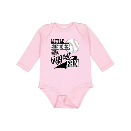 

Inktastic Little Sister and Biggest Baseball Fan Gift Baby Boy or Baby Girl Long Sleeve Bodysuit