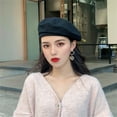 thumbnail image 5 of TANGNADE Beret Hats for Women Women's Summer Thin Edition British Retro Korean Japanese Trendy Painter's Bud Hat Summer Hats Black, 5 of 6