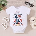 thumbnail image 2 of Duqingm 4th of July Baby Outfit Boy Girl My First Fourth of July Bubble Romper Oversized Onesie Toddler USA Clothes Baby Boy Short Sleeve Romper White,0-3 Months, 2 of 4