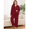 thumbnail image 6 of SHOWMALL Women's Plus Size Pajama Sets Long Sleeve Button Down Sleepwear 2-Piece Loungewear with Pockets, 6 of 7