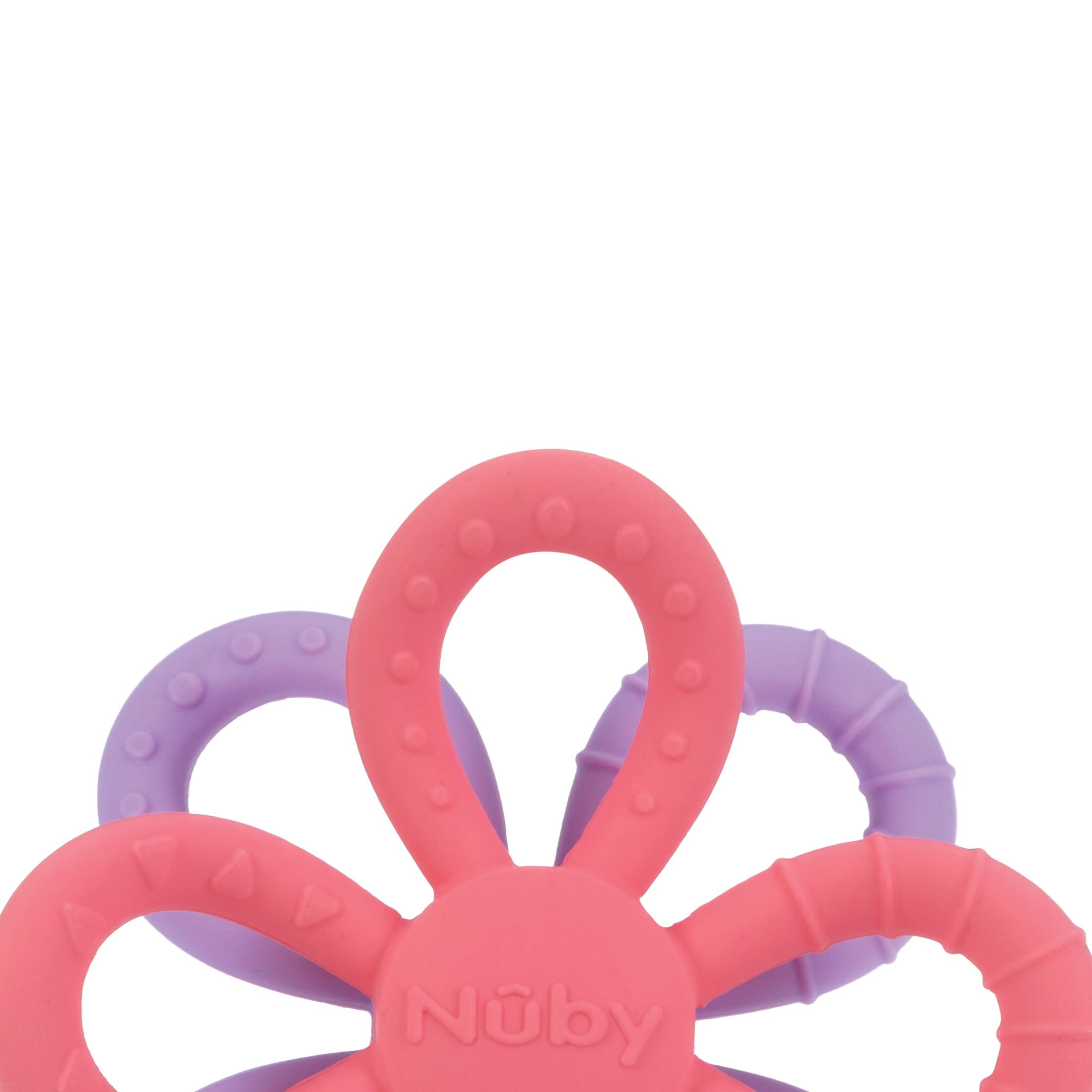 Nuby Fun Loops Silicone Teether Toy for Babies and Toddlers, Pink & Purple