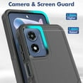 thumbnail image 6 of TJS for Motorola Moto G Play 4G (2024) Phone Case, with Tempered Glass Screen Protector, Heavy Duty Rugged Shockproof Full Body Protection Cover for Moto G Play 4G (2024) (Black), 6 of 7