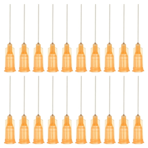 23Ga Dispensing Needles, 52PCS 1 Inch Industrial Blunt Tip Dispensing Needle Syringes with Luer Lock Needle for Refilling Liquid Inks Adhesive Glue Oil,Orange