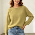 thumbnail image 3 of XUNKUSGA Tops for Women Casual Loose Crewneck Raglan Long Sleeve Knit Pullover Sweaters for Women Classic Solid Color Thermal Fall Winter Sweater Top Green Free Size, 3 of 6