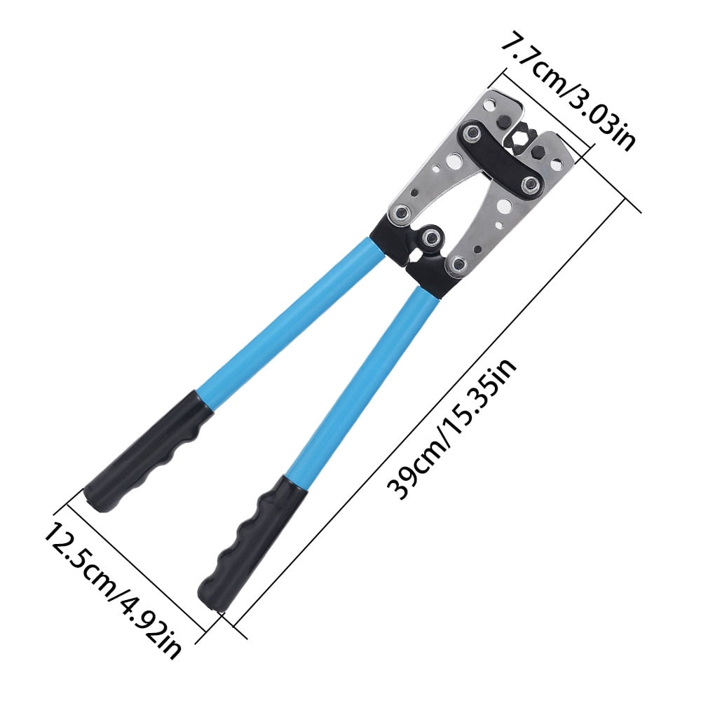 Hormy Battery Cable Lug Crimping Tool, 10-1/0AWG Crimping Tool with 60PCS Copper Ring Terminals 80 PCS Heat Shrink Tubing for Heavy Duty Wire Lugs