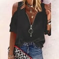 thumbnail image 2 of JINMGG Womens Tops under $5 Women Casual Lace Half Sleeve閿?Neck Zipper Hollow Out T-Shirt Blouse Tops Black S, 2 of 7