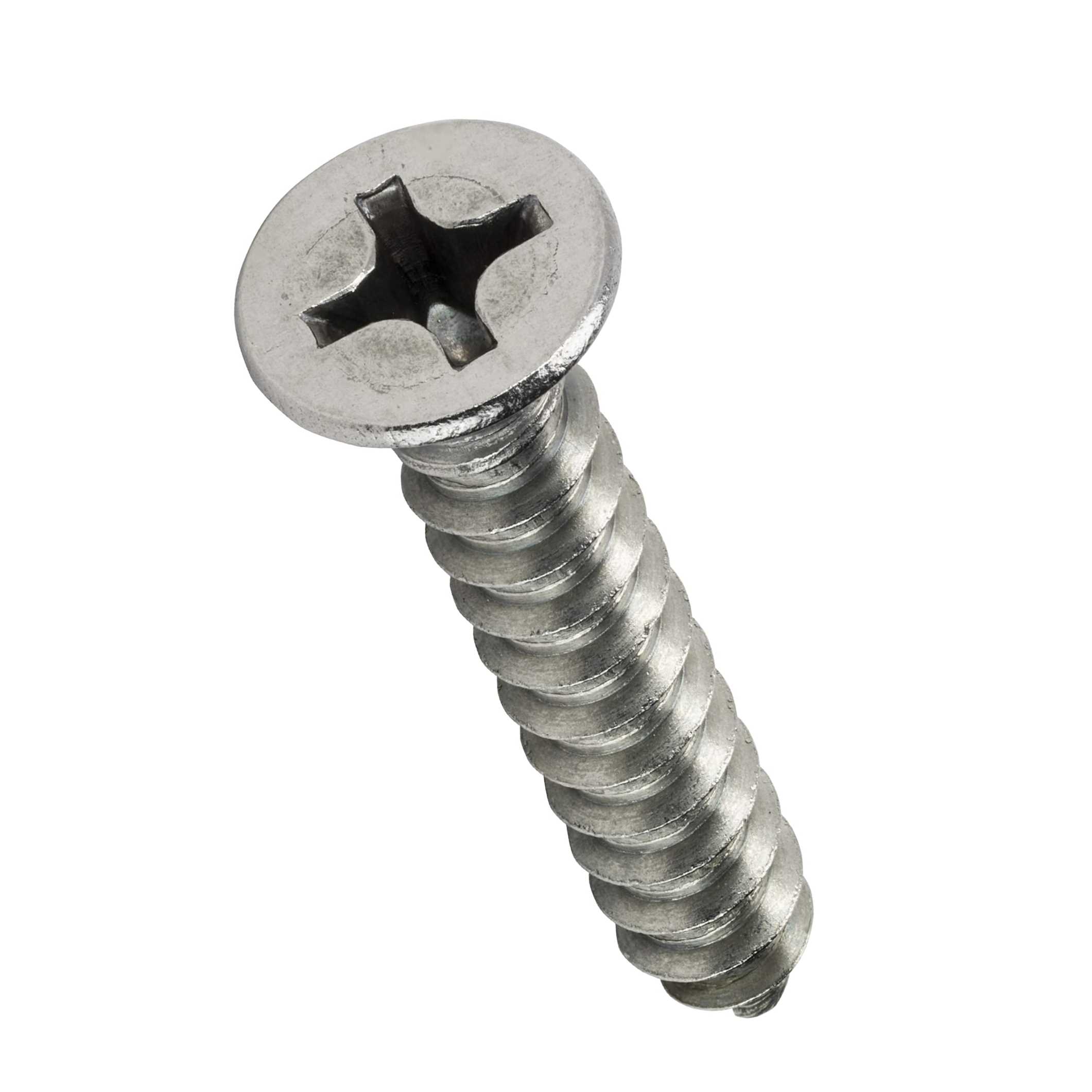100 Pieces US Stainless 316 A4#08-15 x 1 Self Tapping Machine Screw Flat Head Type A Phillips
