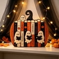thumbnail image 6 of Halloween Wooden Pumpkin Bookshelf Decor, Rustic Pumpkin Tabletop Ornament with Fall Design, Seasonal Home Decoration for Shelf Mantel Desk Living Room Office Party Display, 6 of 6