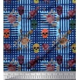 thumbnail image 1 of Soimoi Cotton Cambric Fabric Leaves,Rose & Skull Halloween Printed Fabric 1 Yard 56 Inch Wide, 1 of 1