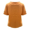 thumbnail image 5 of Dazajoo Womens Cotton Linen V Neck Blouse Summer Oversized Short Sleeve Solid Shirts 2025 Beach Tees,Orange,XL, 5 of 5