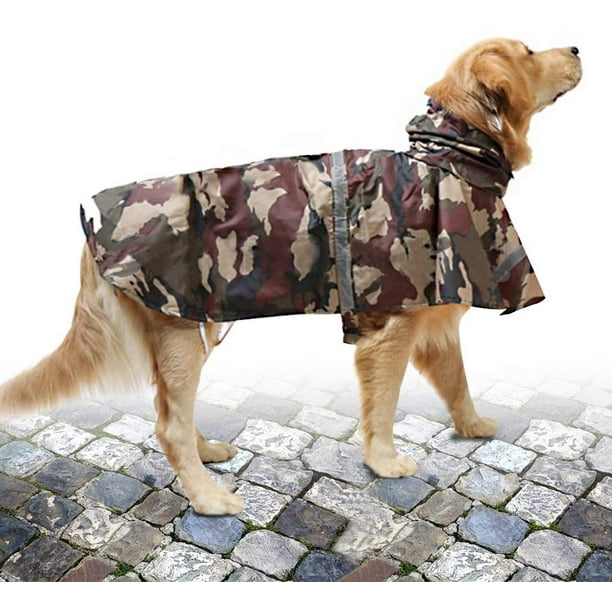 Orange Dogs Raincoat, Adjustable Stylish Dog Hoodie Poncho with Safety
