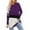 Purple, variant on Charella Long Sleeve Shirts for Women Color Block Crew Neck Long Hem Tee Casual Loose Fit Tops Soft Clothes (L, Wine 1)